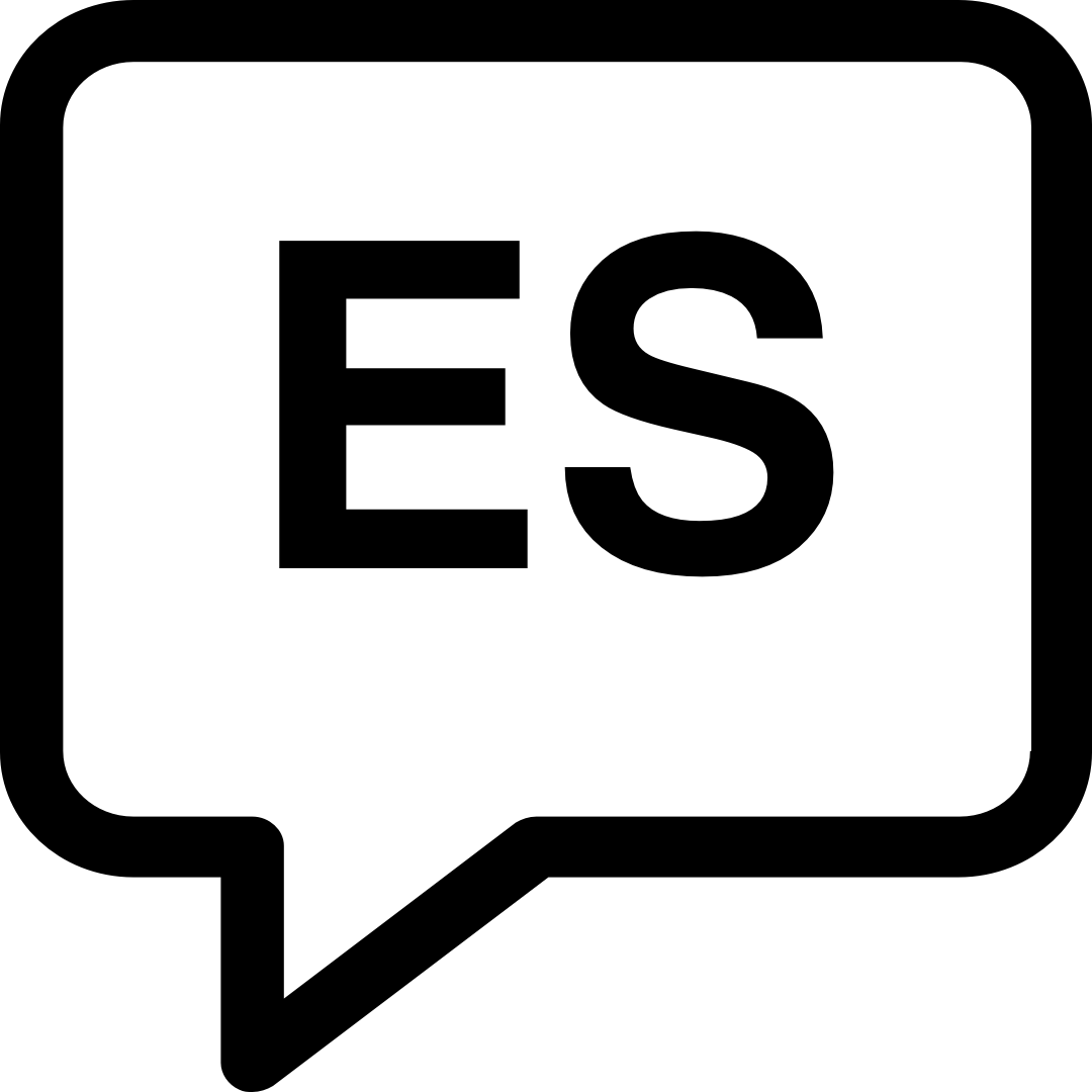 Spanish language selector icon with ES in a speech bubble